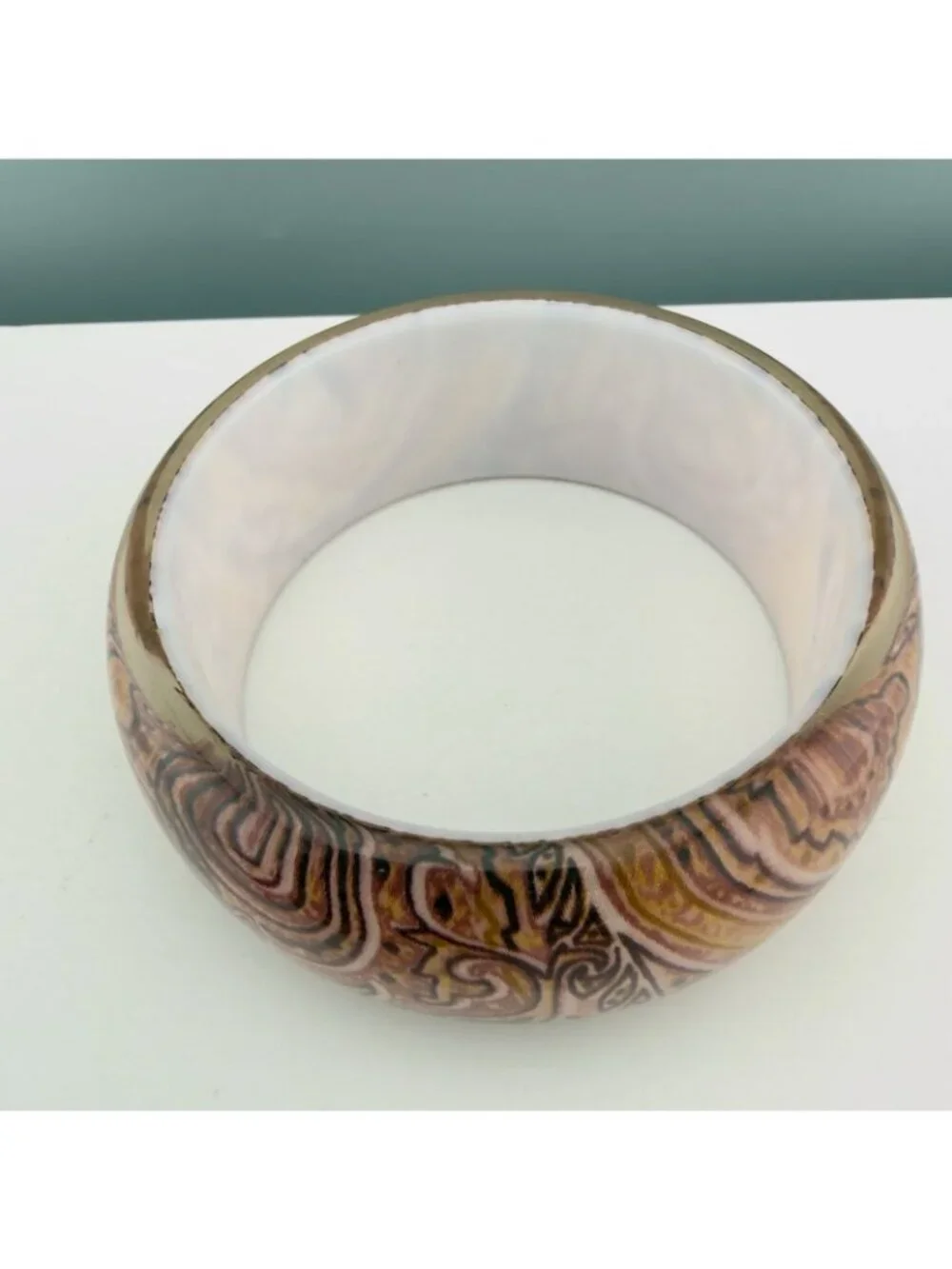 Bangle Bracelet Paisley Chunky Wide Fall Autumn Colors Brown Red